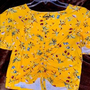 Yellow floral dress shirt.